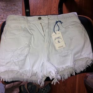 White Distressed Jean Shorts